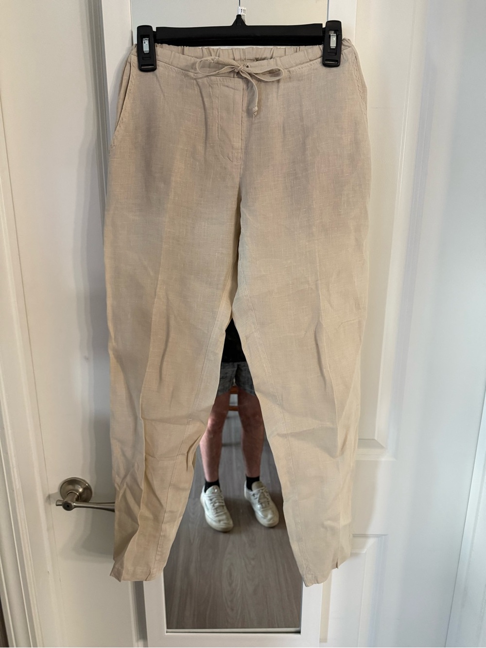 CP Shades Linen Pull On Pants Drawstring Elastic Waist Beige - Picture 2 of 4